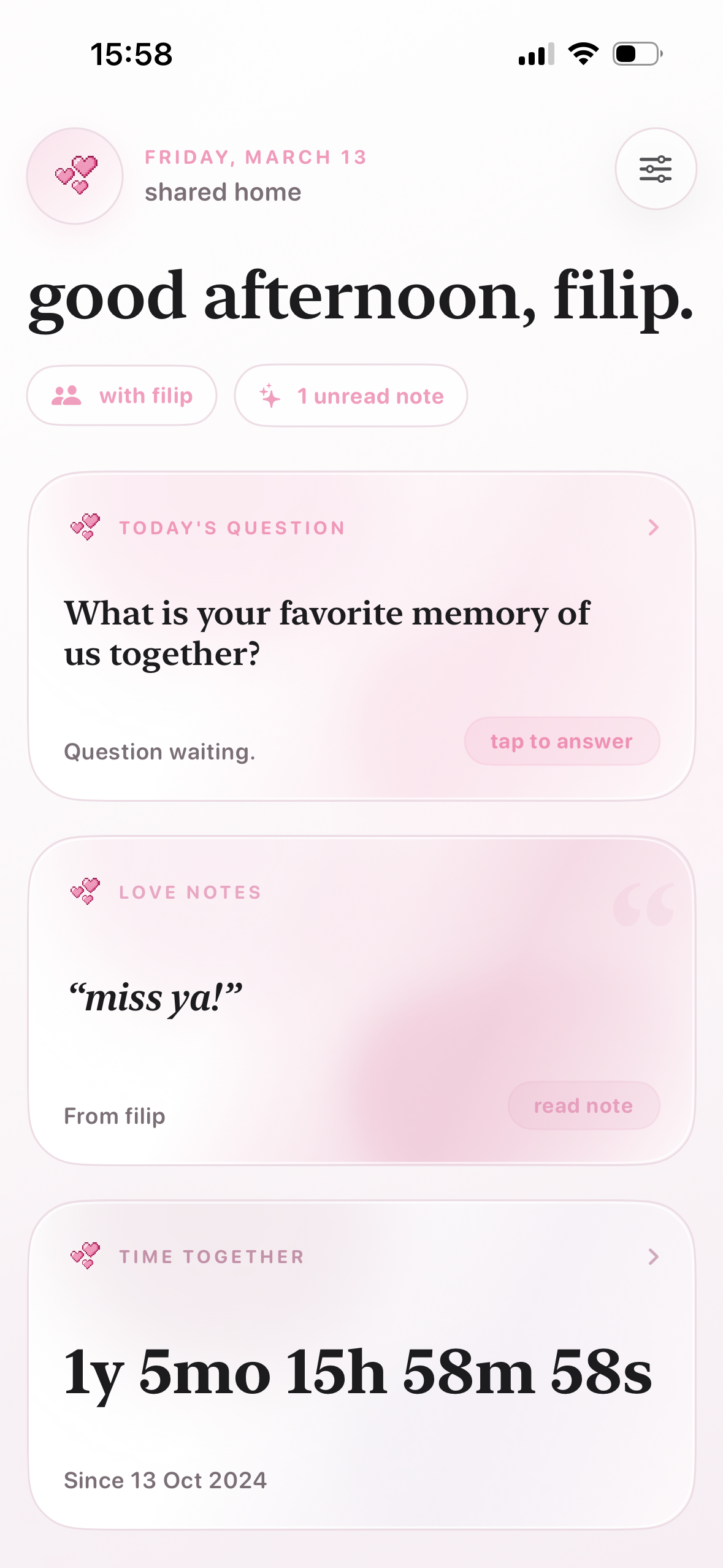 LoveLaced app home screen